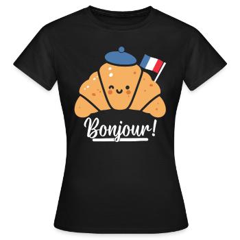 Bonjour France Croissants - Women's T-Shirt - black - Front - AI Model Female 172 dark (172cm)