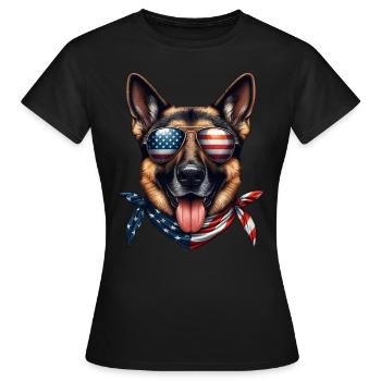 Amour de chien de drapeau américain de berger allemand - T-shirt Femme - noir - Devant - AI Model Female 172 dark (172cm)