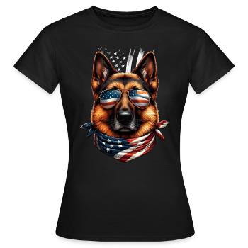 Amour de chien de drapeau américain de berger allemand - T-shirt Femme - noir - Devant - AI Model Female 172 dark (172cm)