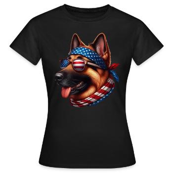 Amour de chien de drapeau américain de berger allemand - T-shirt Femme - noir - Devant - AI Model Female 172 dark (172cm)
