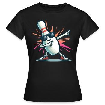 Bowling Pin Dabbing Sunglasses Bowler Player - Frauen T-Shirt - Schwarz - Vorne - AI Model Female 172 dark (172cm)