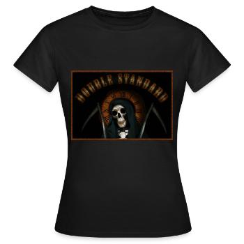 Sensenmann mit Doppelstandard - Frauen T-Shirt - Schwarz - Vorne - AI Model Female 172 dark (172cm)