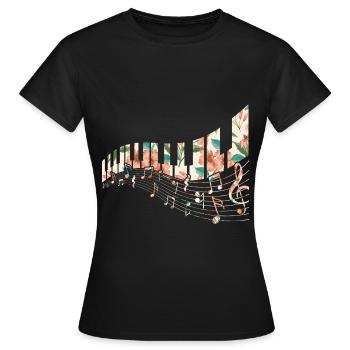 Klaviertasten Blume Keyboard Spieler Musiklehrer - Frauen T-Shirt - Schwarz - Vorne - AI Model Female 172 dark (172cm)