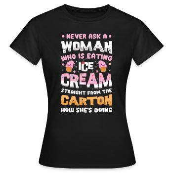 Traurige Frauen Herzschmerz Liebeskummer Eiscreme - Frauen T-Shirt - Schwarz - Vorne - AI Model Female 172 dark (172cm)
