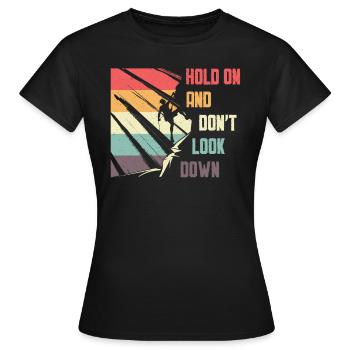 Ne regardez pas vers le bas le bloc, l’escalade. - T-shirt Femme - noir - Devant - AI Model Female 172 dark (172cm)