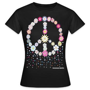 Flower Power Peace - Miesmuschelartwuermchen - Frauen T-Shirt - Schwarz - Vorne - AI Model Female 172 dark (172cm)