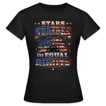 Stars Stripes et égalité - T-shirt Femme - noir - Devant - AI Model Female 172 dark (172cm)