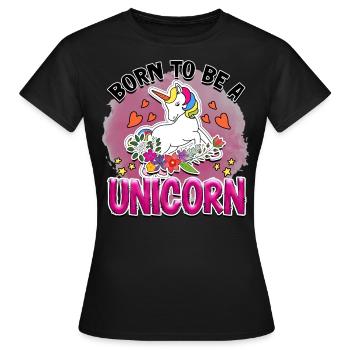 Né pour être une licorne - T-shirt Femme - noir - Devant - AI Model Female 172 dark (172cm)
