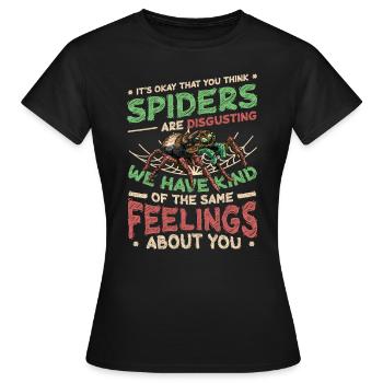 Les araignées ne sont pas dégoûtantes - Spider Lover - T-shirt Femme - noir - Devant - AI Model Female 172 dark (172cm)