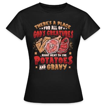 Fleischesser Grillen Fleischliebhaber - Frauen T-Shirt - Schwarz - Vorne - AI Model Female 172 dark (172cm)