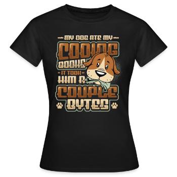 Dog Bytes Code Programmation de blagues informatiques - T-shirt Femme - noir - Devant - AI Model Female 172 dark (172cm)