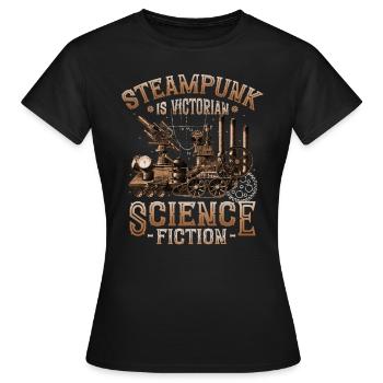 Steampunk est une science-fiction victorienne - T-shirt Femme - noir - Devant - AI Model Female 172 dark (172cm)