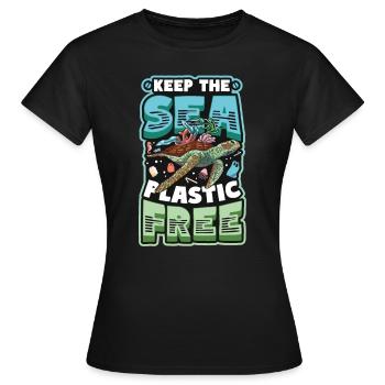 Haltet Das Meer Plastikfrei Rettet Den Ozean - Frauen T-Shirt - Schwarz - Vorne - AI Model Female 172 dark (172cm)