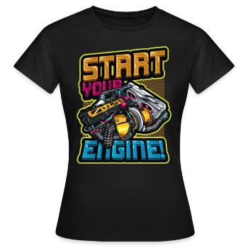 Starten Sie Ihren Motor Automechaniker - Frauen T-Shirt - Schwarz - Vorne - AI Model Female 172 dark (172cm)