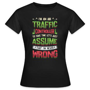 Contrôleur de la circulation aérienne, contrôle de vol radar. - T-shirt Femme - noir - Devant - AI Model Female 172 dark (172cm)