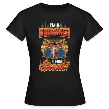 Je suis batteur, s’il vous plaît crier. - T-shirt Femme - noir - Devant - AI Model Female 172 dark (172cm)