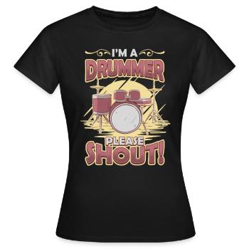 Je suis batteur, s’il vous plaît crier. - T-shirt Femme - noir - Devant - AI Model Female 172 dark (172cm)