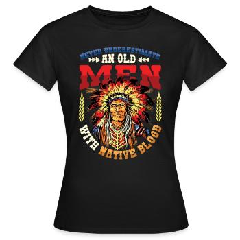 Des vieillards avec du sang indigène, des Indiens. - T-shirt Femme - noir - Devant - AI Model Female 172 dark (172cm)