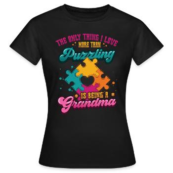 Puzzle lover grandma, puzzles. - Women's T-Shirt - black - Front - AI Model Female 172 dark (172cm)