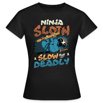 Ninja Sloth lent mais mortel - T-shirt Femme - noir - Devant - AI Model Female 172 dark (172cm)