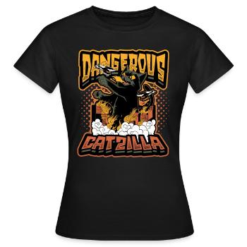Dangereux Catzilla - T-shirt Femme - noir - Devant - AI Model Female 172 dark (172cm)