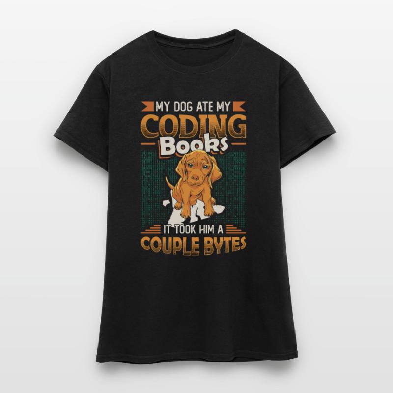 Dog Bytes Code Computer Joke Programming Women's T-Shirt