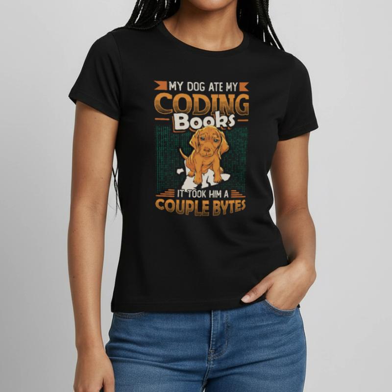 Dog Bytes Code Computer Joke Programming Women's T-Shirt