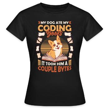 Dog Bytes Code Computer Joke Programmation - T-shirt Femme - noir - Devant - AI Model Female 172 dark (172cm)