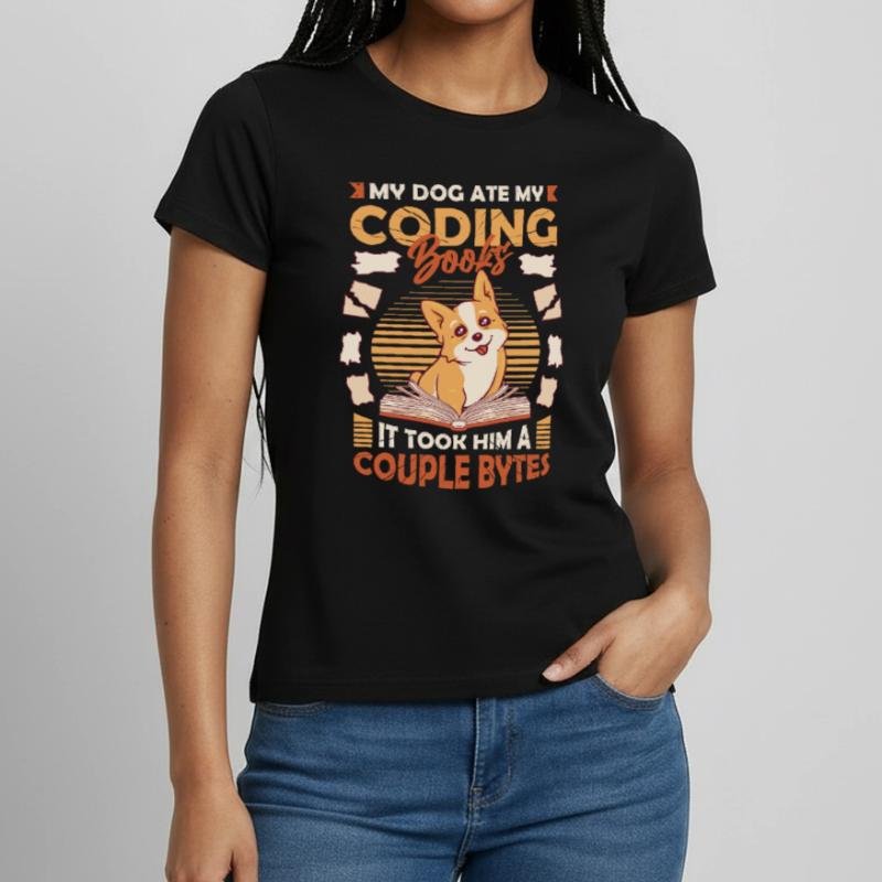 Dog Bytes Code Computer Joke Programmation T-shirt Femme