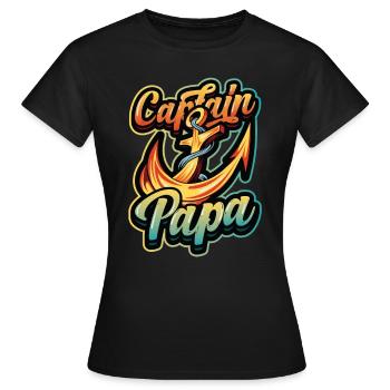 Kapitän Papa Bootfahren - Frauen T-Shirt - Schwarz - Vorne - AI Model Female 172 dark (172cm)