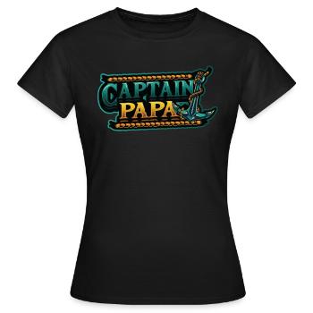 Kapitän Papa Bootfahren - Frauen T-Shirt - Schwarz - Vorne - AI Model Female 172 dark (172cm)
