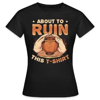 Argile de poterie en ruine - T-shirt Femme - noir - Devant - AI Model Female 172 dark (172cm)