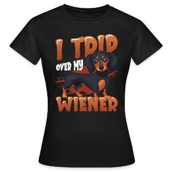 Je tombe sur mon chien viennois - T-shirt Femme - noir - Devant - AI Model Female 172 dark (172cm)