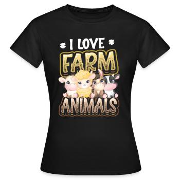 J’aime les animaux de la ferme, la ferme des enfants - T-shirt Femme - noir - Devant - AI Model Female 172 dark (172cm)