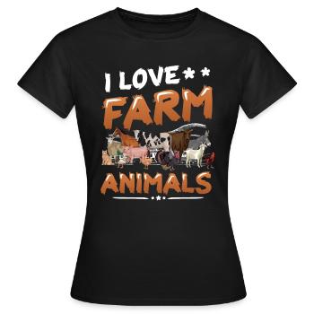 J’aime les animaux de la ferme, la ferme des enfants - T-shirt Femme - noir - Devant - AI Model Female 172 dark (172cm)