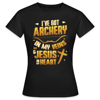 Religious archer, Archery - Women's T-Shirt - black - Front - AI Model Female 172 dark (172cm)