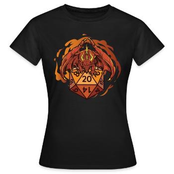Drache Mit D20 Würfeln - Frauen T-Shirt - Schwarz - Vorne - AI Model Female 172 dark (172cm)