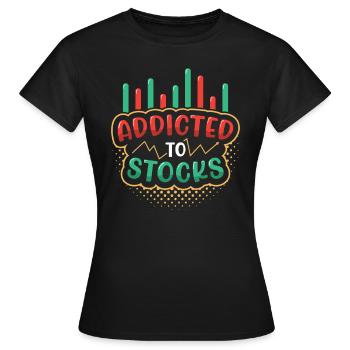 Accro aux actions, marché boursier baissier haussier - T-shirt Femme - noir - Devant - AI Model Female 172 dark (172cm)