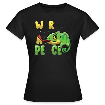 Friedens-Cameleon, Friedensbewegung - Frauen T-Shirt - Schwarz - Vorne - AI Model Female 172 dark (172cm)