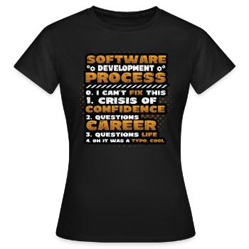 Software-Entwicklungsprozess, Programmierung - Frauen T-Shirt - Schwarz - Vorne - AI Model Female 172 dark (172cm)