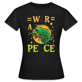 Friedens-Cameleon, Friedensbewegung - Frauen T-Shirt - Schwarz - Vorne - AI Model Female 172 dark (172cm)