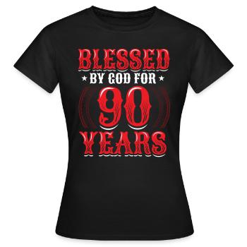 Religious by God for 90 years - Women's T-Shirt - black - Front - AI Model Female 172 dark (172cm)