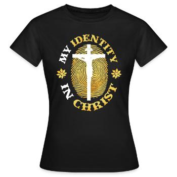 Mon identité en Christ, le christianisme - T-shirt Femme - noir - Devant - AI Model Female 172 dark (172cm)