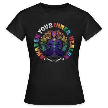 Éveillez votre guérisseur intérieur, Reiki Spirituel - T-shirt Femme - noir - Devant - AI Model Female 172 dark (172cm)