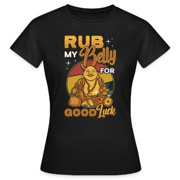 Frotte mon ventre pour la chance, drôle de Bouddha - T-shirt Femme - noir - Devant - AI Model Female 172 dark (172cm)