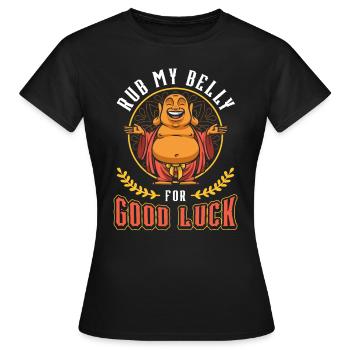 Frotte mon ventre pour la chance, drôle de Bouddha - T-shirt Femme - noir - Devant - AI Model Female 172 dark (172cm)