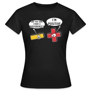 Minus- Und Pluszeichen, Mathe-Wortspiel - Frauen T-Shirt - Schwarz - Vorne - AI Model Female 172 dark (172cm)