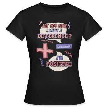 Minus- Und Pluszeichen, Mathe-Wortspiel - Frauen T-Shirt - Schwarz - Vorne - AI Model Female 172 dark (172cm)