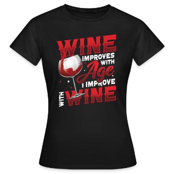 Le vin s’améliore avec l’âge - T-shirt Femme - noir - Devant - AI Model Female 172 dark (172cm)