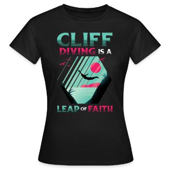 Le saut de falaise est un acte de foi - T-shirt Femme - noir - Devant - AI Model Female 172 dark (172cm)